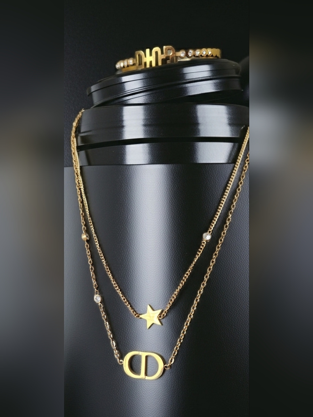Dior Gold-Tone Layered Star & CD Pendant Necklace & Bracelet